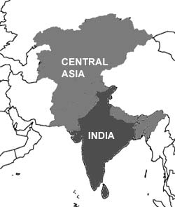 India and Central Asia Map India and Central Asia Map